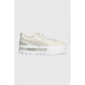 Puma sneakers Mayze Lth culoarea gri, cu platformă 384209