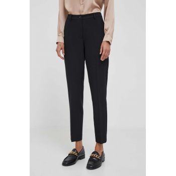 Sisley pantaloni femei, culoarea negru, drept, medium waist