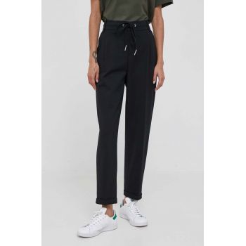 United Colors of Benetton pantaloni femei, culoarea negru, mulata, high waist