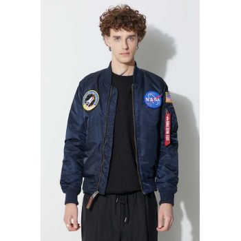 Alpha Industries geacă bomber MA-1 VF NASA bărbați, culoarea bleumarin, de tranziție 166107.07-rep.blue