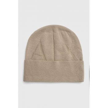 Armani Exchange caciula din amestec de lana culoarea roz, din tesatura neteda