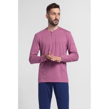 Bluza cu decolteu henley din amestec de bambus