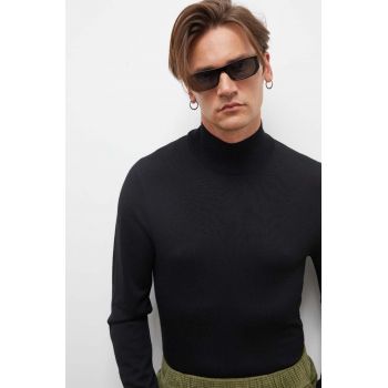 Drykorn pulover de lana barbati, culoarea negru, light, cu turtleneck ieftin