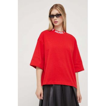 HUGO tricou din bumbac culoarea rosu