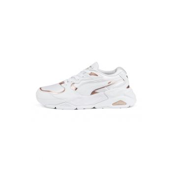 Pantofi sport de piele ecologica cu insertii metalizate Mira Glam