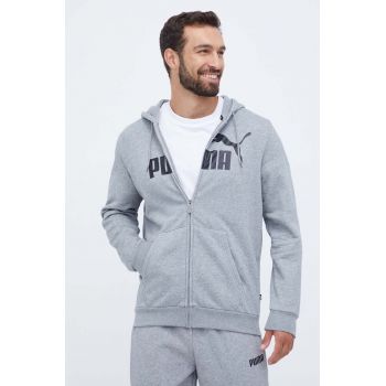 Puma bluza barbati, culoarea gri, cu glugă, cu imprimeu ieftina