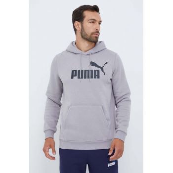 Puma bluză bărbați, culoarea gri, cu glugă, imprimeu  586687