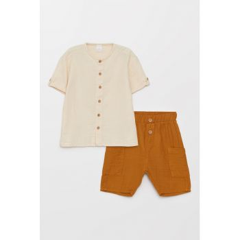 Set de camasa de bumbac si pantaloni scurti - 2 piese