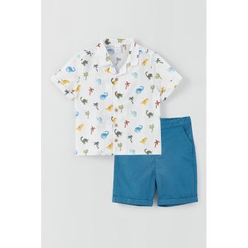 Set de pantaloni scurti chino si camasa cu imprimeu