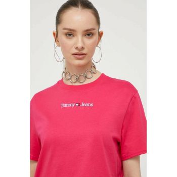 Tommy Jeans tricou din bumbac culoarea rosu