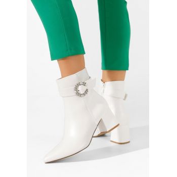 Botine cu toc gros  Alaresa albe