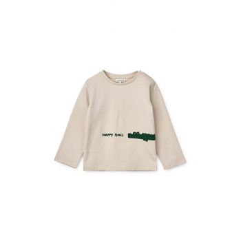 Liewood longsleeve din bumbac pentru copii culoarea bej, neted