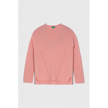 United Colors of Benetton pulover de lână pentru copii culoarea roz, light ieftin