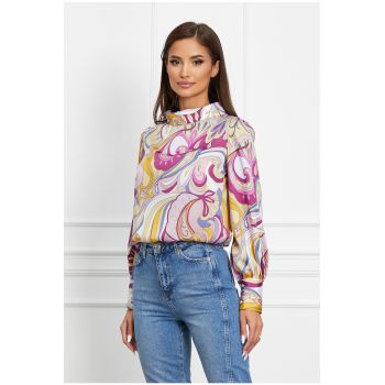 Bluza Yanira lila cu imprimeuri mov