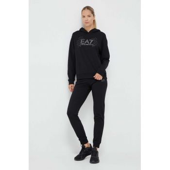 EA7 Emporio Armani trening femei, culoarea negru