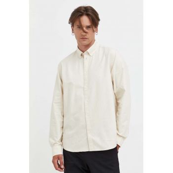 Les Deux camasa barbati, culoarea bej, cu guler button-down, regular de firma originala