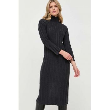 Max Mara Leisure rochie din lana culoarea gri, mini, drept ieftina