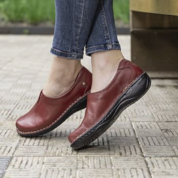 Pantofi confortabili din piele naturala 9000 bordo