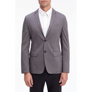 Sacou slim fit cu model uni si revere decupate