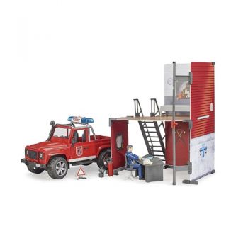 Statie de Pompieri Bruder cu Land Rover Defender si Pompier
