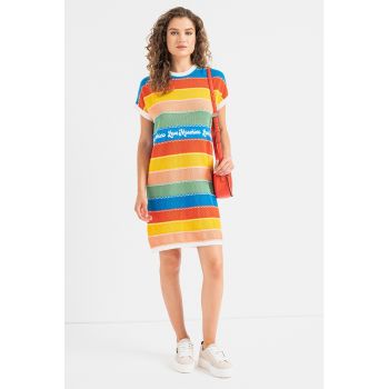 Rochie-pulover cu model colorblock ieftina