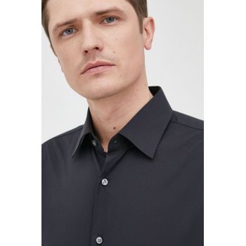 BOSS cămașă bărbați, culoarea negru, cu guler clasic, slim 50469345 ieftina