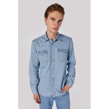 Camasa din material chambray cu capse