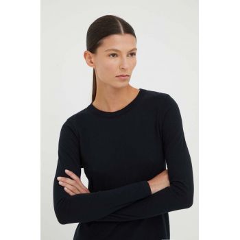 American Vintage longsleeve din bumbac culoarea negru