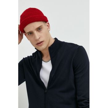 HUGO cardigan din lana barbati, culoarea albastru marin,