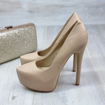 Pantofi Dama Bej Cu Toc Subtire Laibah ieftini