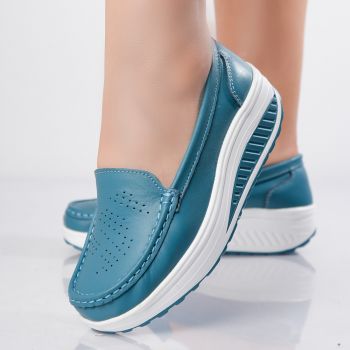 Pantofi dama casual Albastri piele naturala nancy ieftini la reducere