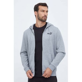 Puma bluza barbati, culoarea gri, cu glugă, neted de firma originala