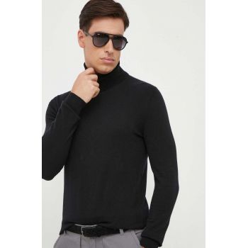 Sisley pulover barbati, culoarea negru, light, cu guler