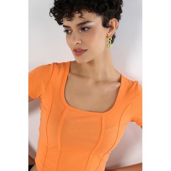 Tricou crop din amestec de bumbac