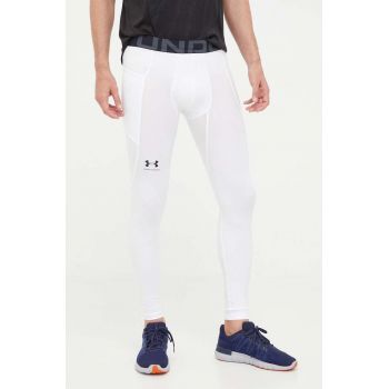 Under Armour leggins de antrenament barbati, culoarea alb, neted