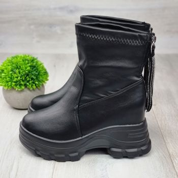 Ghete Damă Negre Cu Fermoar Garnet