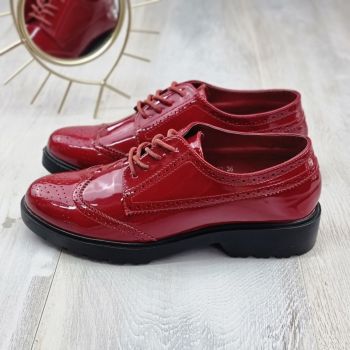 Pantofi Casual Dama Rosii Cu Siret Pala la reducere
