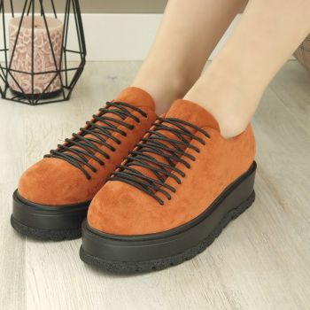 Pantofi Casual Dama Sport Portocalii Cu Siret Rane ieftini