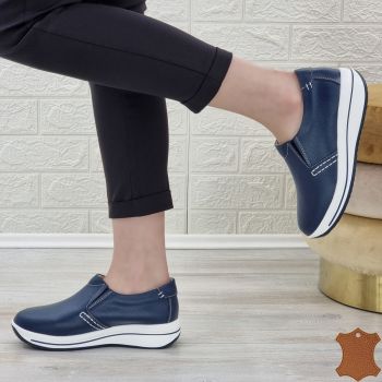 Pantofi Casual Sport Dama Bleumarin Piele Naturala Marsha ieftini la reducere