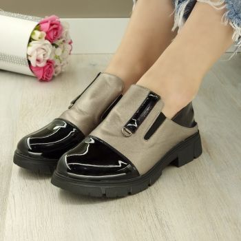 Pantofi Casual Sport Dama Gri Cu Siret Nahele ieftini