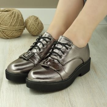 Pantofi Casual Sport Dama Gri Cu Siret Vaiana ieftini