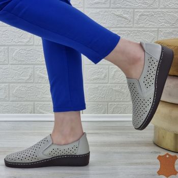 Pantofi Casual Sport Dama Gri Piele Naturala Quinn ieftini la reducere