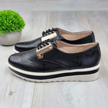 Pantofi Casual Sport Dama Negri Cu Siret Pacari la reducere