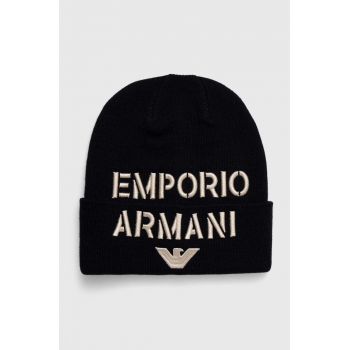 Emporio Armani caciula din lana pentru copii culoarea albastru marin de firma originala