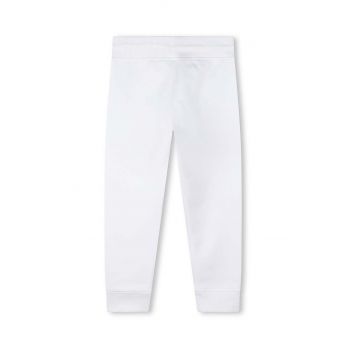 HUGO pantaloni de trening din bumbac pentru copii culoarea alb, cu imprimeu de firma originali