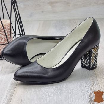 Pantofi Dama Negru/Maro Piele Naturala Vrim la reducere