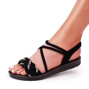 Sandale Dama Negre Cu Elastic Zirna ieftine