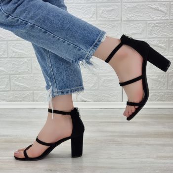 Sandale Dama Negre Cu Fermoar Florian ieftine la reducere