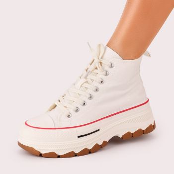 Sneakersi Dama Albi Cu Siret Tobiasa