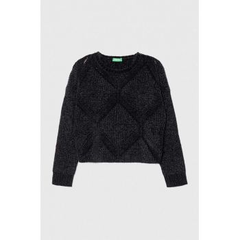 United Colors of Benetton pulover copii culoarea negru